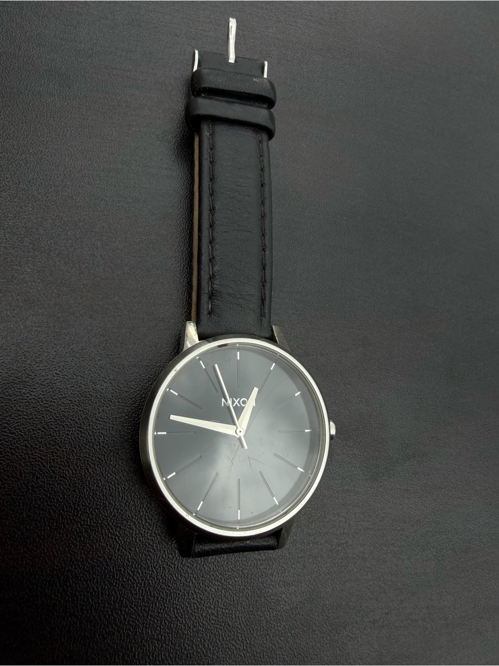 Nixon Kensington Silver Case with Black and Tan Leather Strap